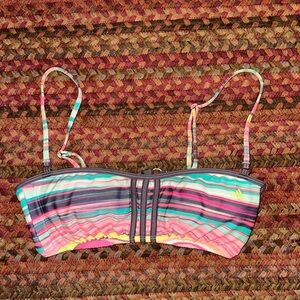 ADIDAS RAINBOW STRIPE BANDEAU BIKINI TOP